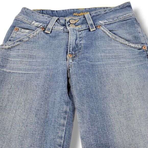 Hudson Jeans Size 26 W27" x L16" Capri Jeans Capris Distressed Blue Denim Pants - Picture 4 of 8